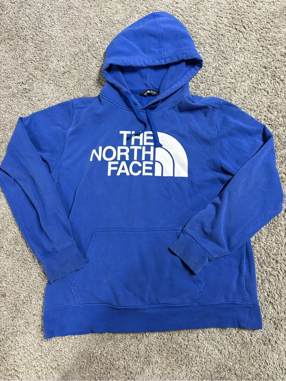 The North Face Men's Royal Blue Crewneck Hoodie with White Logo